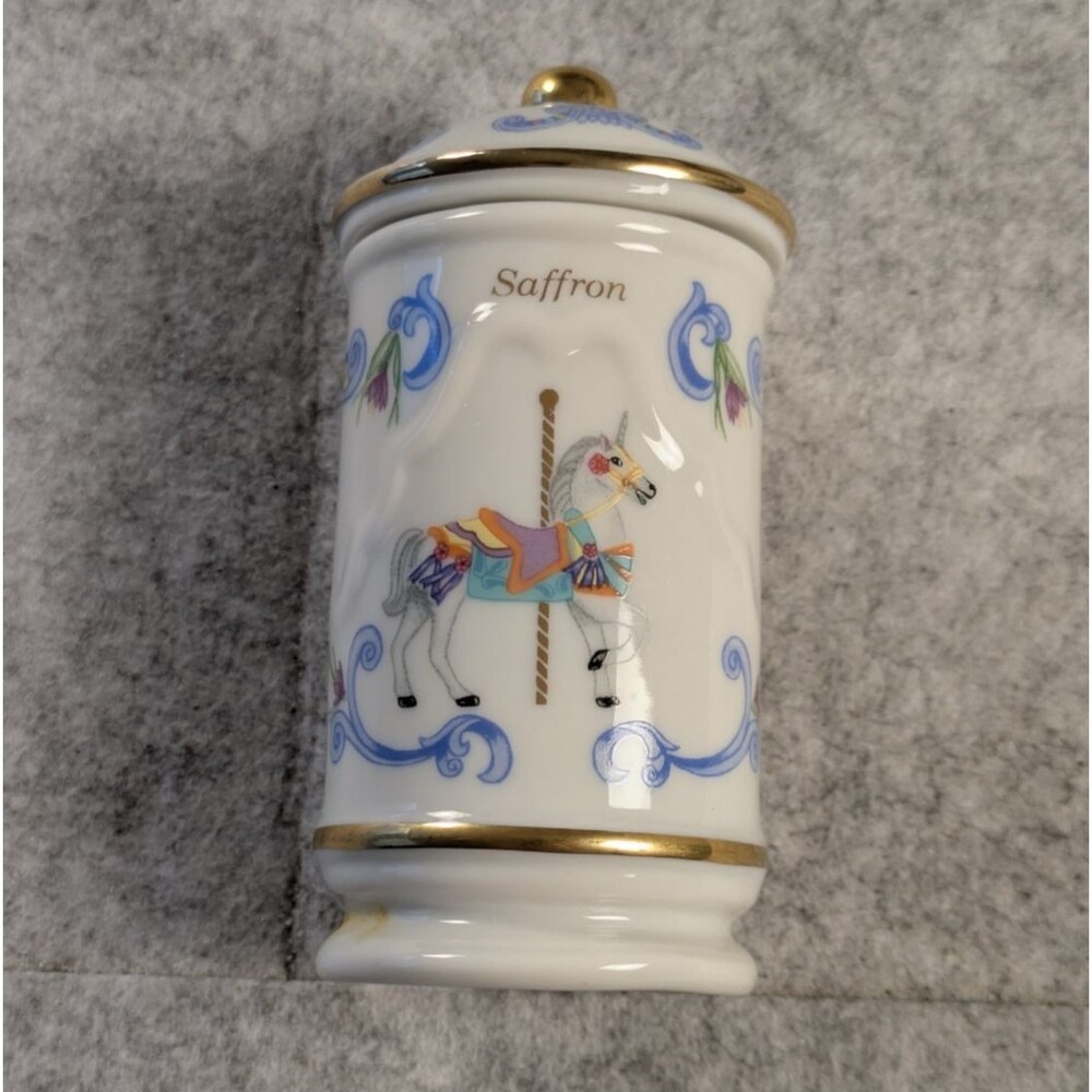 The Spice Carousel By Lenox Vintage 1993 Fine Porcelain Saffron w/ 24k Gold Trim